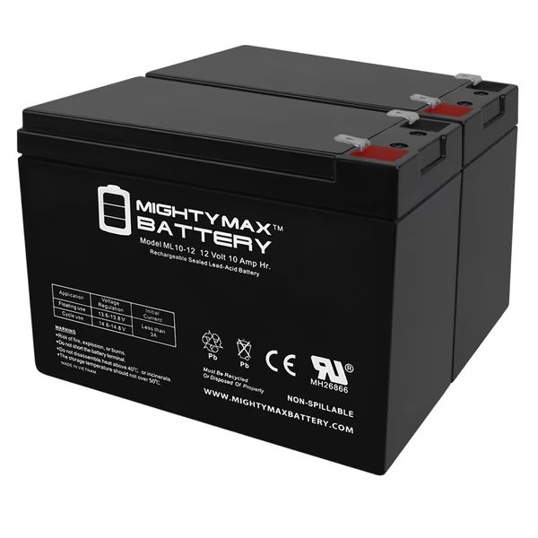 12V 10AH Sealed Lead Acid (SLA) Battery for RAZOR MX350 V1-8 - 2 Pack, Mighty Max Battery, Mfr#: ML10-12MP2311952